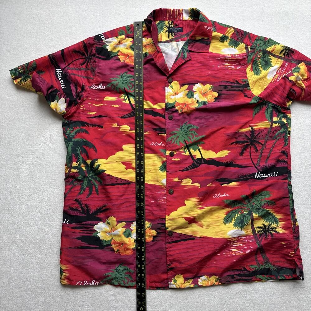 Year In Year Out Hawaiian Shirt‎ Mens XXL Red Tropical Sunset Palm Tree Aloha - Picture 11 of 15